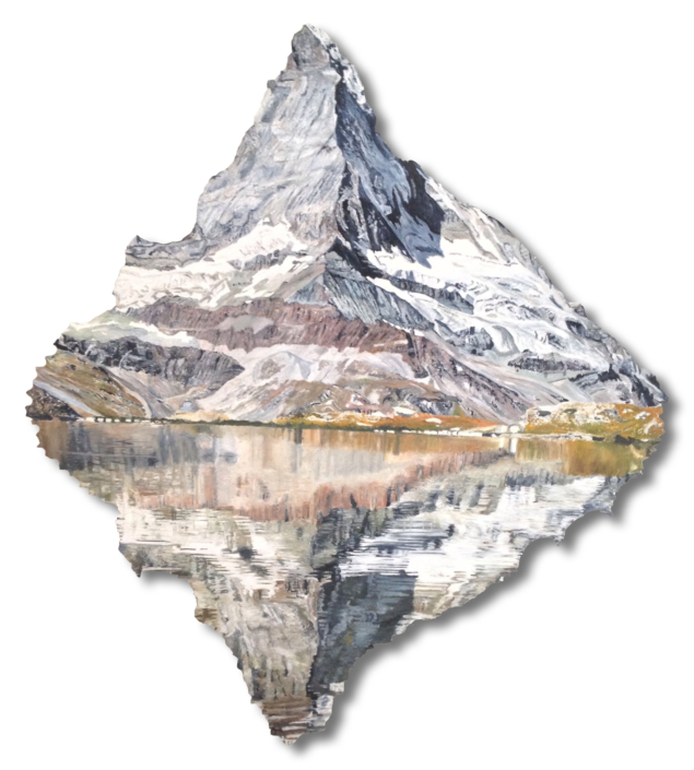 Matterhorn oil on cut out wood 200 x 188 cm 2013